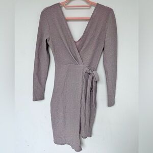 Elegant Shimmer Mauve Wrap Dress